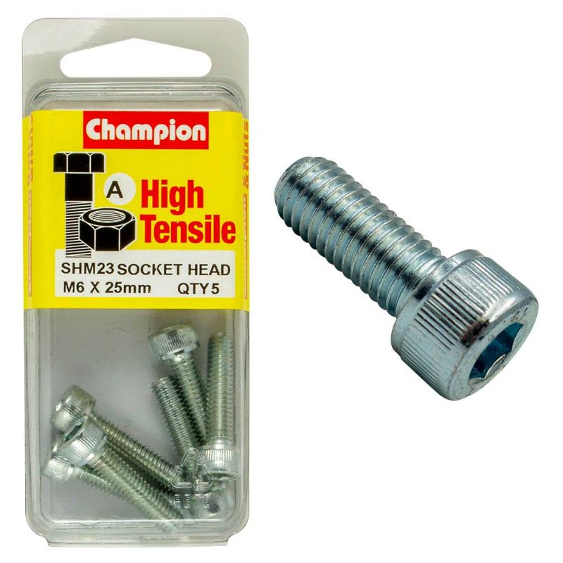 Champion Socket HD Set Screw M6 x 25, GR12.9, hexagonal design for easy use in heavy-duty fastening projects.