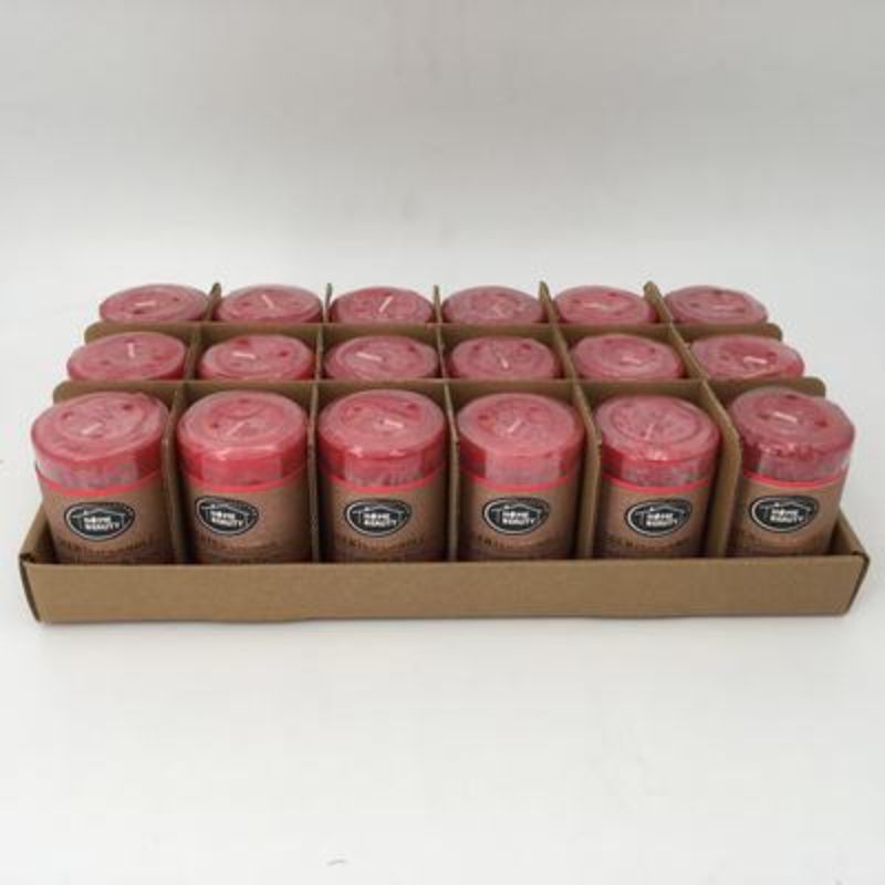 Set of 18 rustic red scented candles, 5 x 7.5 cm, perfect for enhancing home ambiance with warmth and delightful aromas.