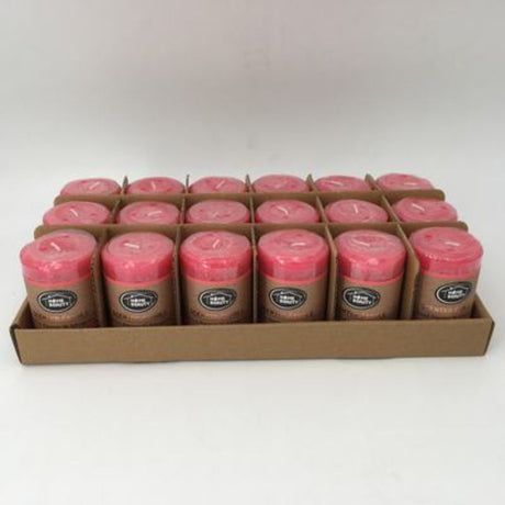 Set of 6 rustic hot pink scented candles, each 5 x 7.5 cm, ideal for home decor and creating a cozy ambiance.