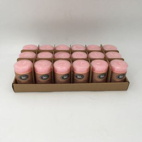 Rustic pink scented candles in a set of 6, perfect for home decor, creating a cozy atmosphere with harmonious fragrance.