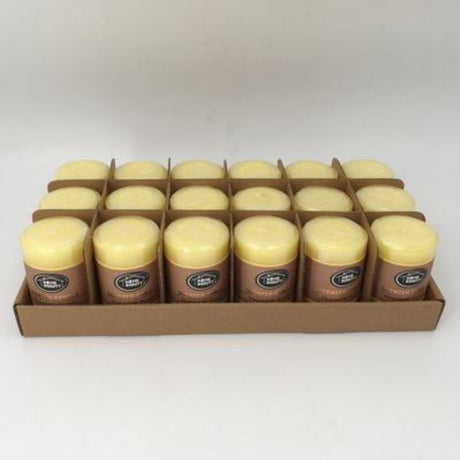Set of 18 rustic yellow scented candles, 5 x 7.5cm, perfect for creating a cozy atmosphere and enhancing home decor.