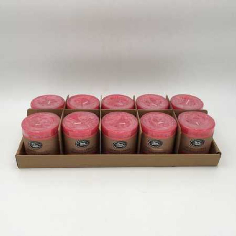 Set of 10 rustic hot pink scented candles, each 7x7.5cm, perfect for enhancing home decor with soothing fragrances.