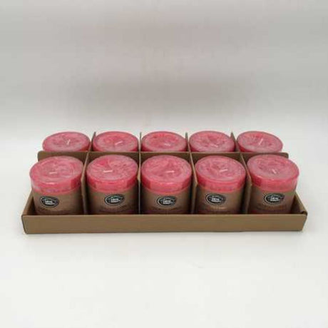 Set of 10 rustic hot pink scented candles, each 7x7.5cm, perfect for enhancing home decor with soothing fragrances.
