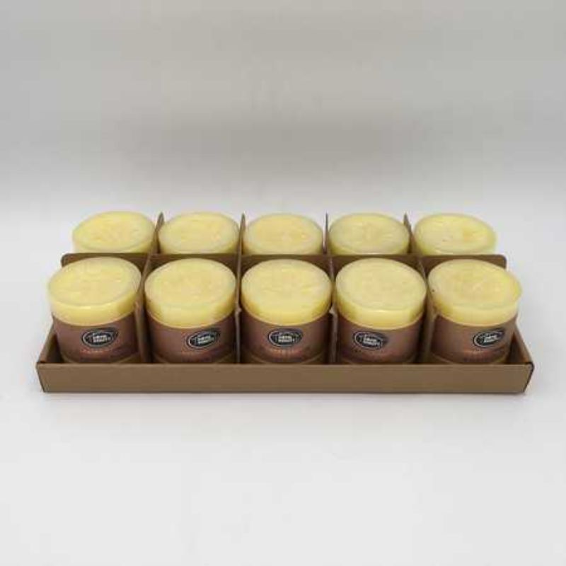 Set of 10 rustic yellow scented candles (7 x 7.5 cm) offering warm glow and soothing aroma for relaxation.