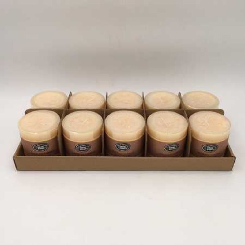 Set of 10 Rustic Beige scented candles, 7 x 7.5 cm, perfect for creating a warm, inviting atmosphere.
