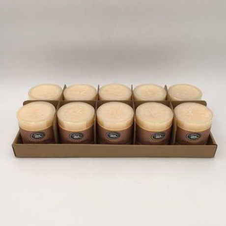 Set of 10 Rustic Beige scented candles, 7 x 7.5 cm, perfect for creating a warm, inviting atmosphere.