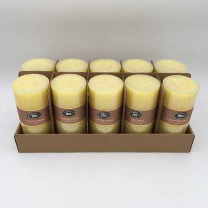 Set of 10 rustic yellow scented candles, 7x15cm, designed for cozy ambiance and lasting fragrance.