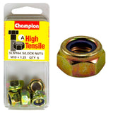 Pack of 5 Champion Nyloc Nuts M10 x 1.25 (A) GR8.8, designed for durable, secure fastening in high-vibration environments.