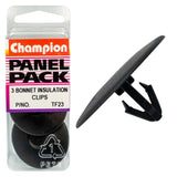 Champion Bonnet Insulation Clip, 35mm head, 14mm long, ensures stable insulation for a quieter vehicle interior.