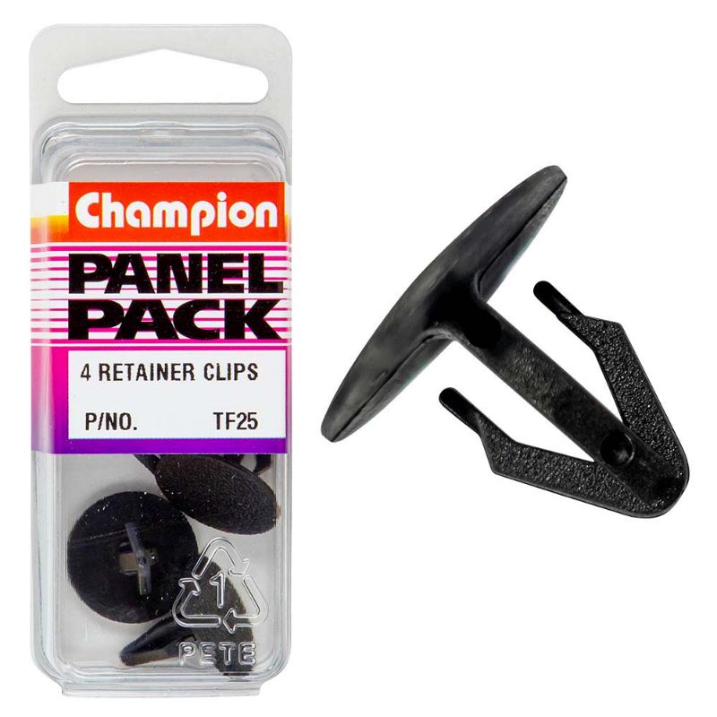 Black Champion Universal Retainer Clips - 4 pack for secure retention of dental retainers, versatile and discreet design.