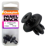 Black Champion Scrivet Moulding Clips, 18mm x 12.5mm, heavy-duty fasteners for secure moulding attachment in DIY projects.