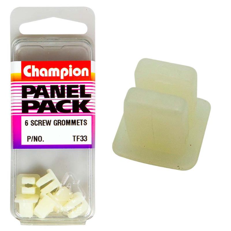 Champion 6G Set Screw Grommet in white, 6.9 x 7.3mm, perfect for secure electrical and craft applications.