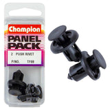 Heavy-duty black push rivets, 20mm head diameter, 13mm length, for reliable fastening in automotive and home projects.