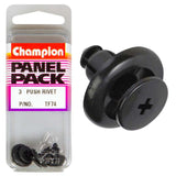 Three Champion Push Rivets in a pack, ideal for secure fastening in automotive, home, and furniture projects.