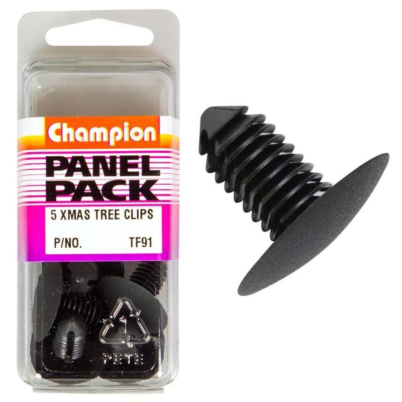 Black Champion Xmas Tree Clips, 23.8mm HD x 19mm, pack of five, secure ornaments and lights effortlessly on any tree.