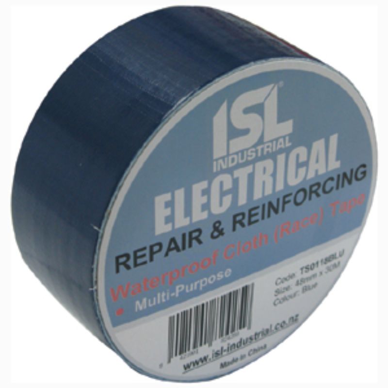 Vibrant blue waterproof cloth tape, 48mm x 30m, ideal for repairs, bonding, and sealing indoors or outdoors.