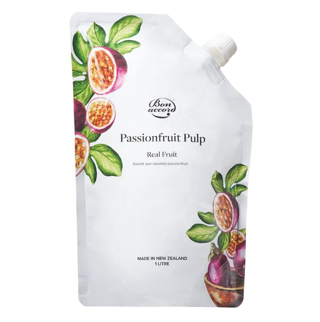 Smoothie Mix Passionfruit Pulp in a 1L carton, showcasing sun-ripened fruit for vibrant and exotic smoothies.