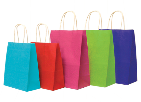 Petite cerise twist handle gift bags, 50 units, sturdy paper, perfect for retail, crafts, and party favors.