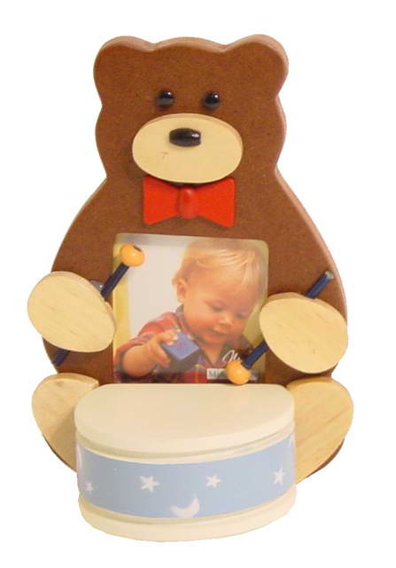 Adorable 15cm wooden photo frame featuring a bear design, perfect for children's rooms and displaying cherished memories.