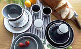Jab Vintage Plate, 25cm, features a classic black rim and durable melamine for stylish, practical dining experiences.