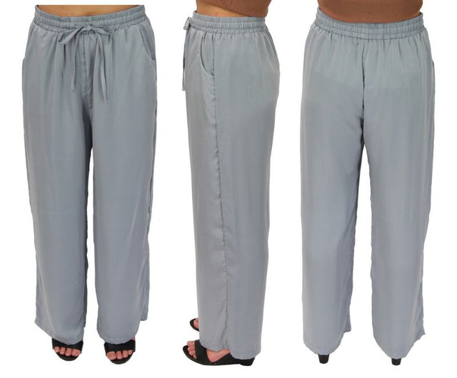 Light blue satin pants with a luxurious feel, tailored for comfort and elegance, perfect for any occasion.