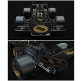 1/8 scale Diecast Kit of F1 Lotus 72, showcasing sleek design, intricate details, and a powerful Ford V8 engine replica.