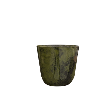 Medium marble green Palermo Pot (15 x 17cm) blends modern design with eco-friendly, lightweight construction for versatile plant styling.