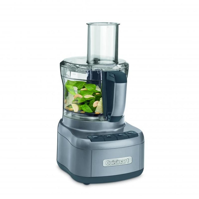 Cuisinart 8 Cup Food Processor in Gun Metal Grey, featuring a powerful 350-watt motor and versatile shredding/slicing options.