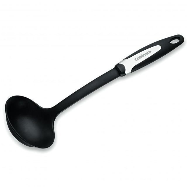 Cuisinart Soft Touch Soup Ladle in durable nylon with ergonomic handle, large head, heat resistant to 450°F, dishwasher safe.