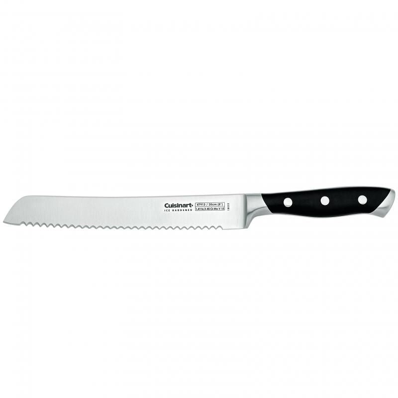 Cuisinart 20cm bread knife with a serrated ice-hardened stainless steel blade, perfect for slicing crusty bread and pastries.