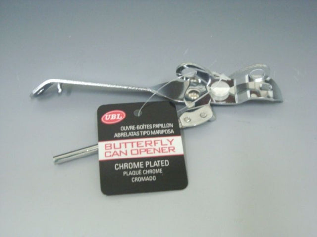 Set of 4 butterfly-style can openers, 17cm, chrome plated with ergonomic design for easy and stylish can opening.