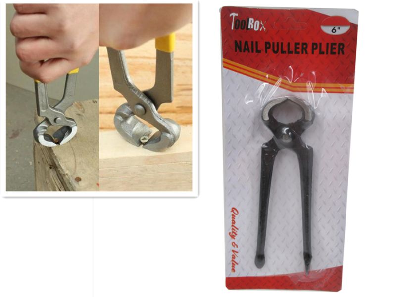 Set of 4 ergonomic 6" nail puller pliers for effortless and efficient nail removal in various projects.