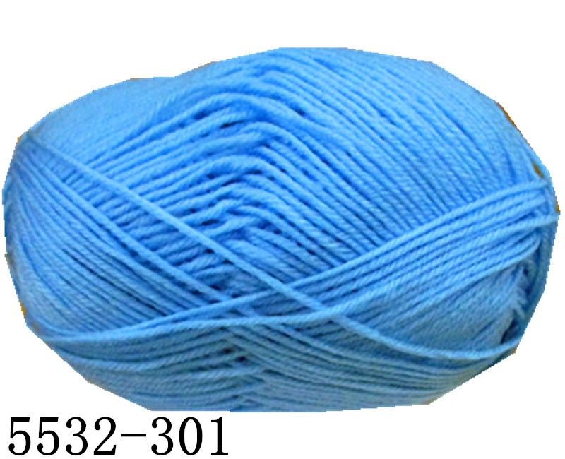 Light blue acrylic yarn set of six 100g skeins, perfect for cozy crafting projects and vibrant home decor.