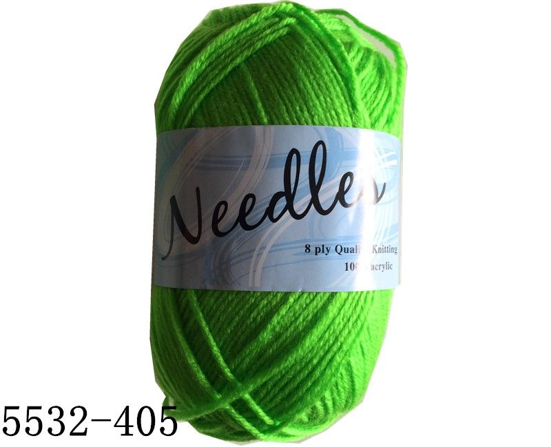 Soft green acrylic yarn, 100g each, set of 6, perfect for knitting, crocheting, and crafting vibrant projects.