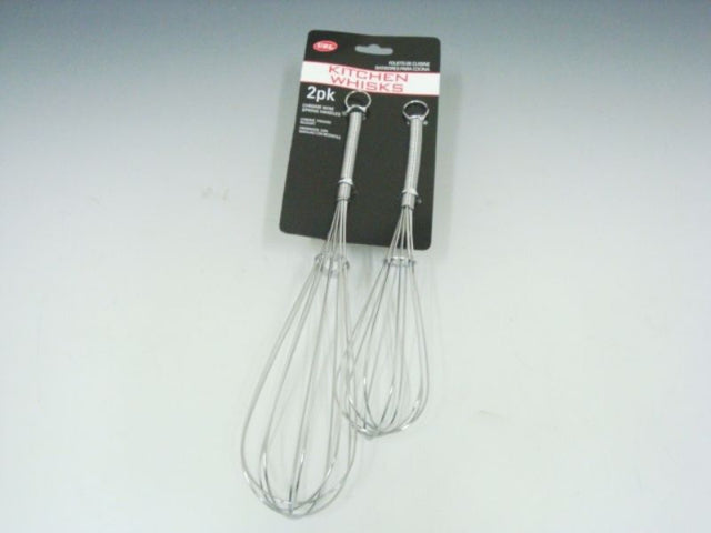 Set of 4 durable stainless steel whisks with ergonomic handles for effortless mixing and blending in the kitchen.
