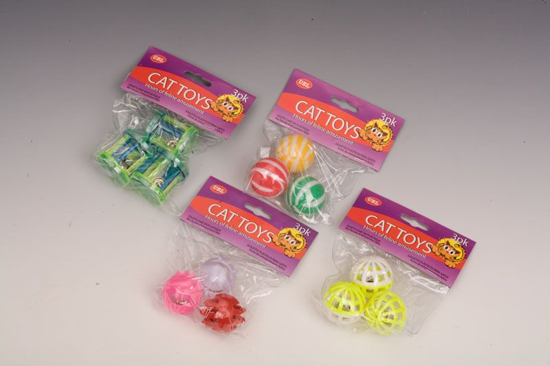 Colorful 12-piece cat toy collection includes feathered wands, balls, mice, and puzzle toys for engaging playtime.
