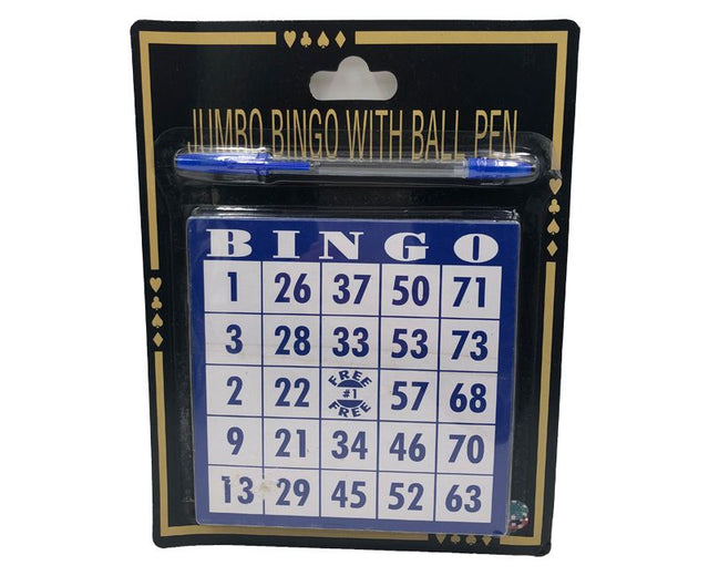 Vibrant set of 4 durable bingo cards with pen, perfect for family game nights and community events.