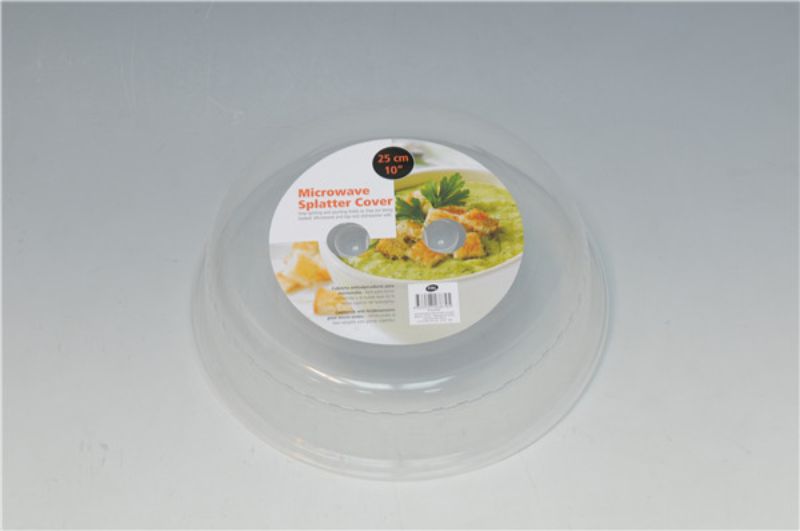 Microwave splatter cover set of 3; durable, BPA-free, steam-vented design for mess-free heating and easy storage.
