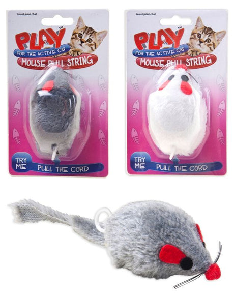 Colorful 20cm cat mouse pull string toys, set of 4, designed for interactive play and engaging cats' hunting instincts.