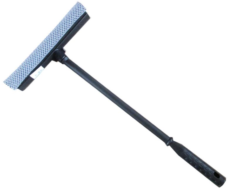 Set of 2 ergonomic window squeegees with rubber blades for streak-free and efficient cleaning of glass surfaces.