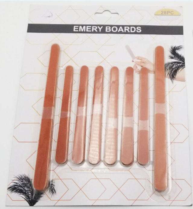 Premium emery boards in 3 packs, 28 pieces each, ideal for shaping and smoothing natural and artificial nails.