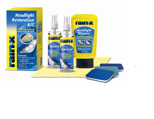 Rain-X Headlight Restoration Kit for clear, safe headlights; removes haze and improves visibility with easy multi-step process.