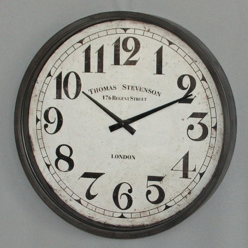 Clock - Black Iron With Glass (39cm)