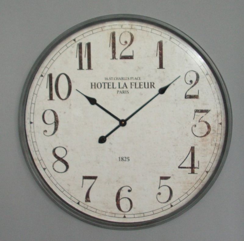 Elegant La Fleur Gunmetal Wall Clock with Glass, 67cm, featuring intricate floral design, perfect for home decor.