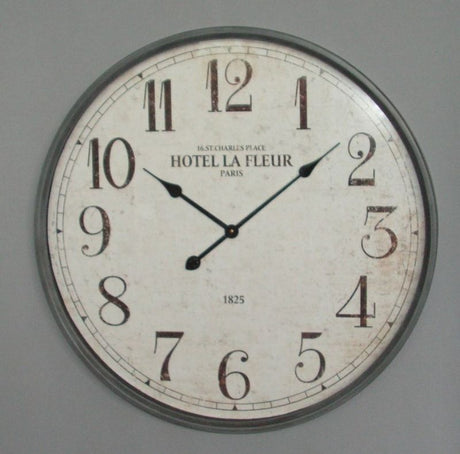 Elegant La Fleur Gunmetal Wall Clock with Glass, 67cm, featuring intricate floral design, perfect for home decor.