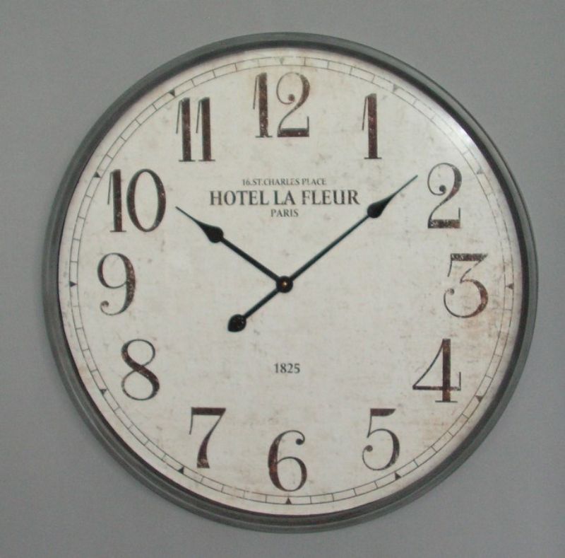 Clock -  La Fleur Gunmetal With Glass (67cm)