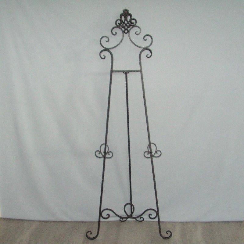 Premium black wrought iron easel at 120cm, ideal for artists with adjustable features and stable design for various canvas sizes.