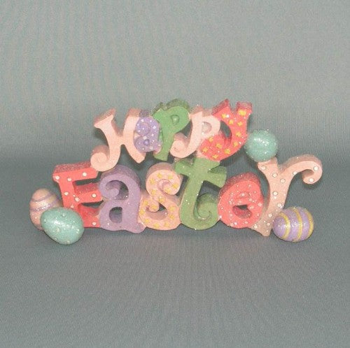 Colorful "Happy Easter" wall plaque, 21x10cm, perfect for decorating your home with springtime festive charm.