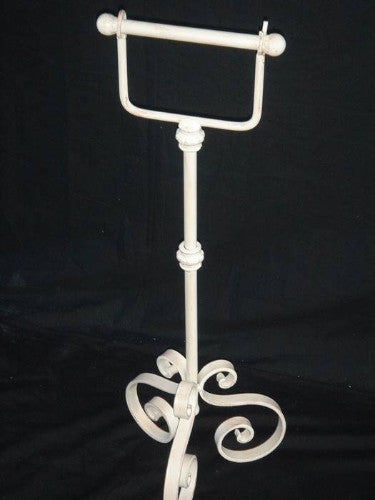 Free-standing cream toilet roll holder, 75cm tall, stylish and practical for modern bathrooms.