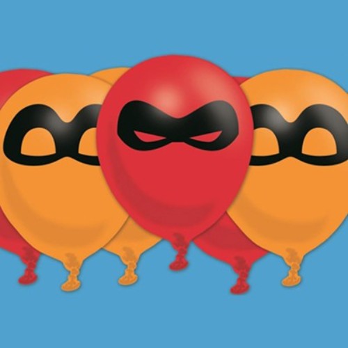 Colorful Incredibles 2 latex balloons, 30cm, pack of 6, perfect for parties and celebrations with a superhero theme.